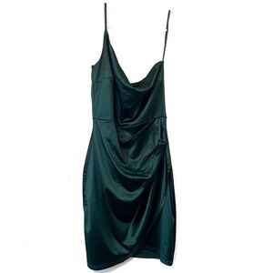 Windsor One Shoulder Dress Dark Forest Green Size Medium